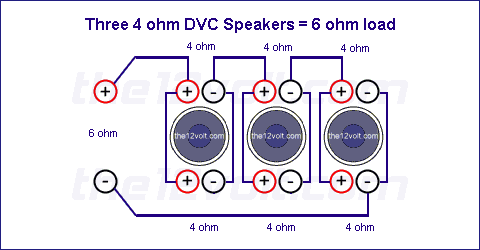 Subwoofer Wiring Diagrams for Three 4 Ohm Dual Voice Coil Speakers