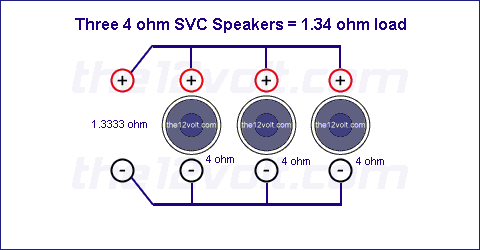 Subwoofer Wiring Diagrams for Three 4 Ohm Single Voice Coil Speakers