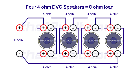 4 8 ohm speakers wired to 8 ohms