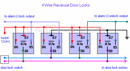 Door Locks - 4 Wire Reversal Relay Wiring Diagram reversing motor wiring diagram for dpdt switch 