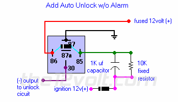 Add Auto Unlock w/o Alarm Relay Diagram