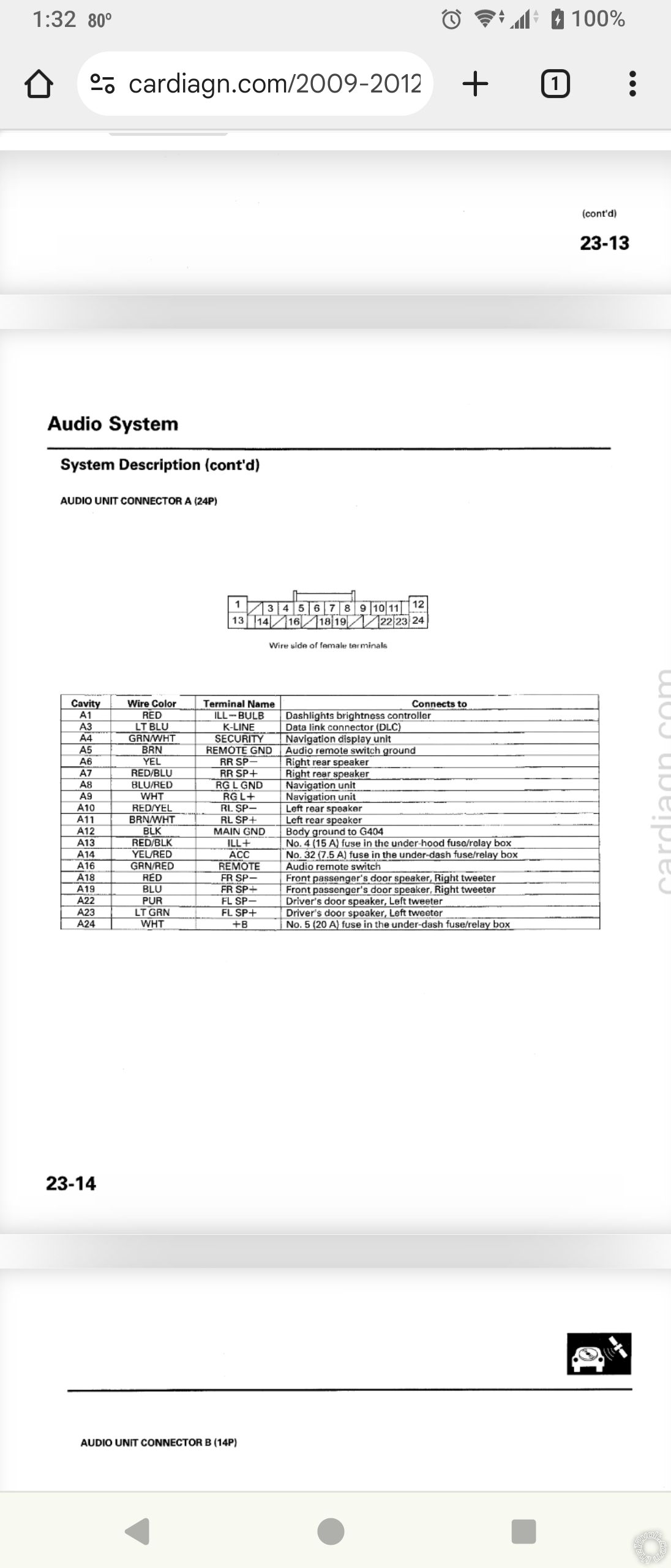 2011 Honda Ridgeline RTL, Stereo And Backup Camera Wiring -- posted image.