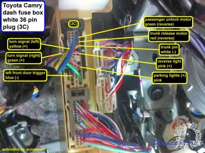 camry toyota remote wiring start xle stereo alarm security fuse box rear dash plug installbay the12volt